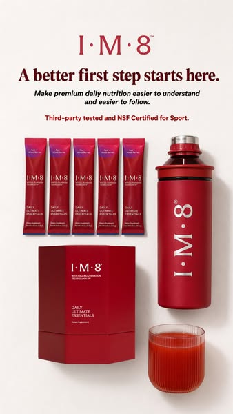 IM8 ad: One Sachet. 90 Ingredients. Zero Guesswork.