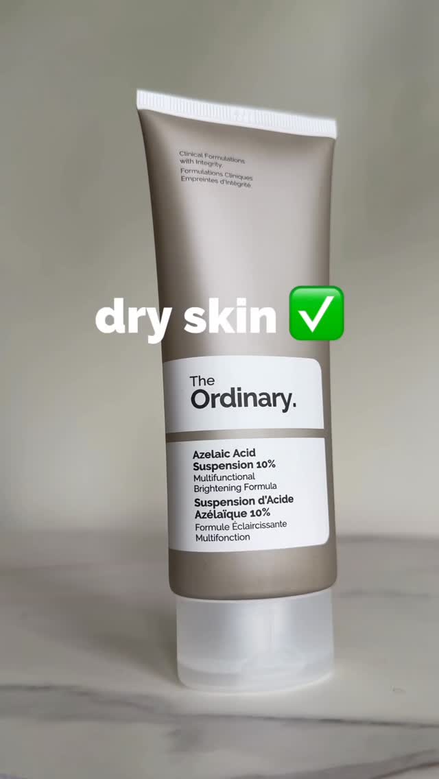 The Ordinary ad: Reduces uneven texture, tone and the look of redness 🤍 Azelaic Acid Suspension 10% cream-like, non-comedogenic brightening formulation. It’