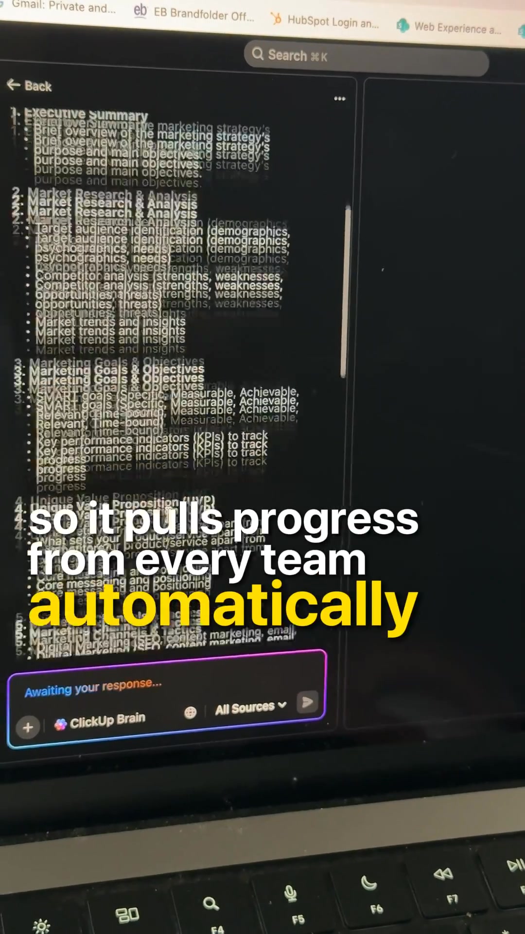 ClickUp ad: Marketing, Automated