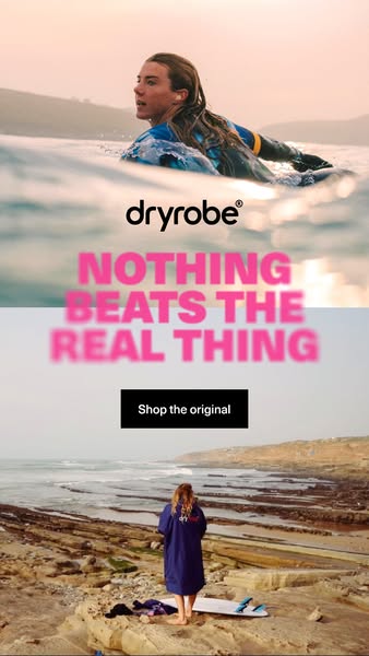 dryrobe ad: Live Young. Dry Fast.
