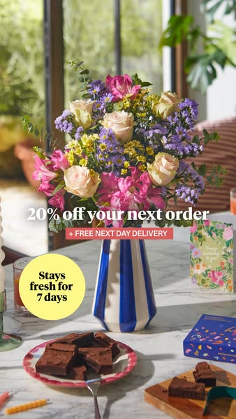 Bloom & Wild ad: 20% off your next order