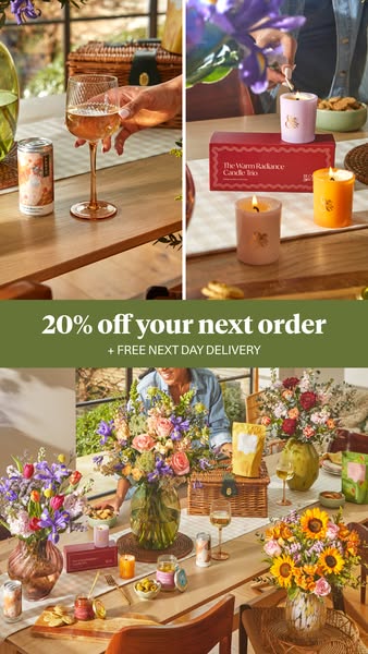 Bloom & Wild ad: 20% off your next order