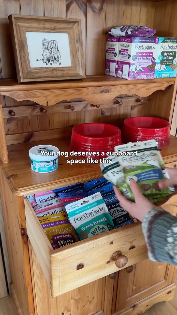 Forthglade Natural Pet Food ad: If your dog had their own cupboard, we’re pretty sure this is what they’d want it to look like 🐾😍 Food, treats, chews, toppers… basically