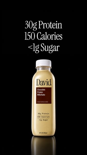 David Protein ad: A chocolate milkshake worth savoring. Velvety and satisfying down to the last sip.