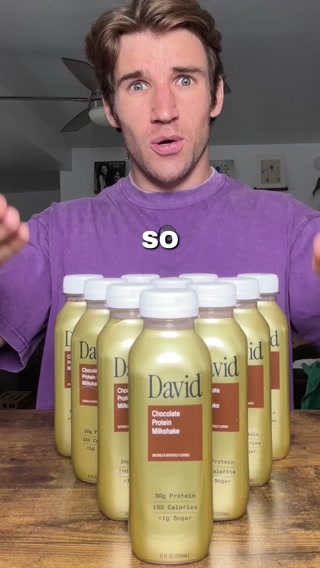 David Protein ad: 30g Protein. 140-150 Calories. <1g Sugar.