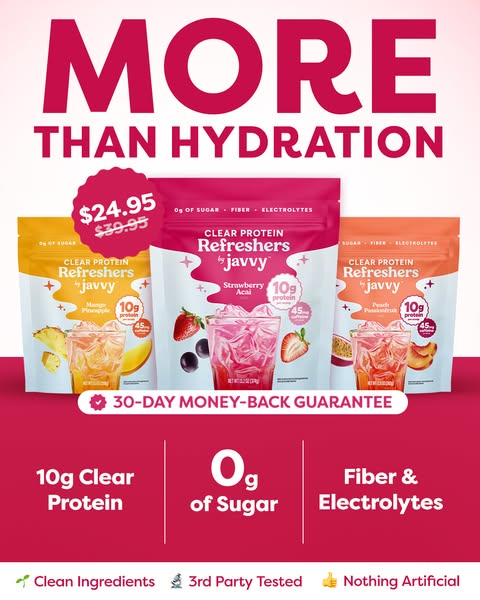 Javvy ad: 🍓 Javvy's Protein Refreshers Are Here!!