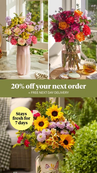 Bloom & Wild ad: 20% off your next order