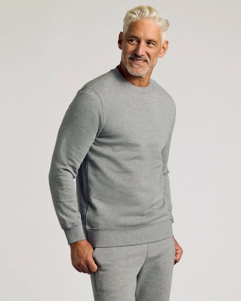True Classic ad: Dark Heather Gray Pullover Fleece Crew & Jogger Set