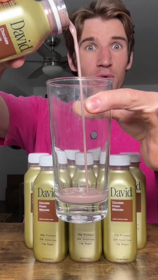 David Protein ad: 30g Protein. 140-150 Calories. <1g Sugar.