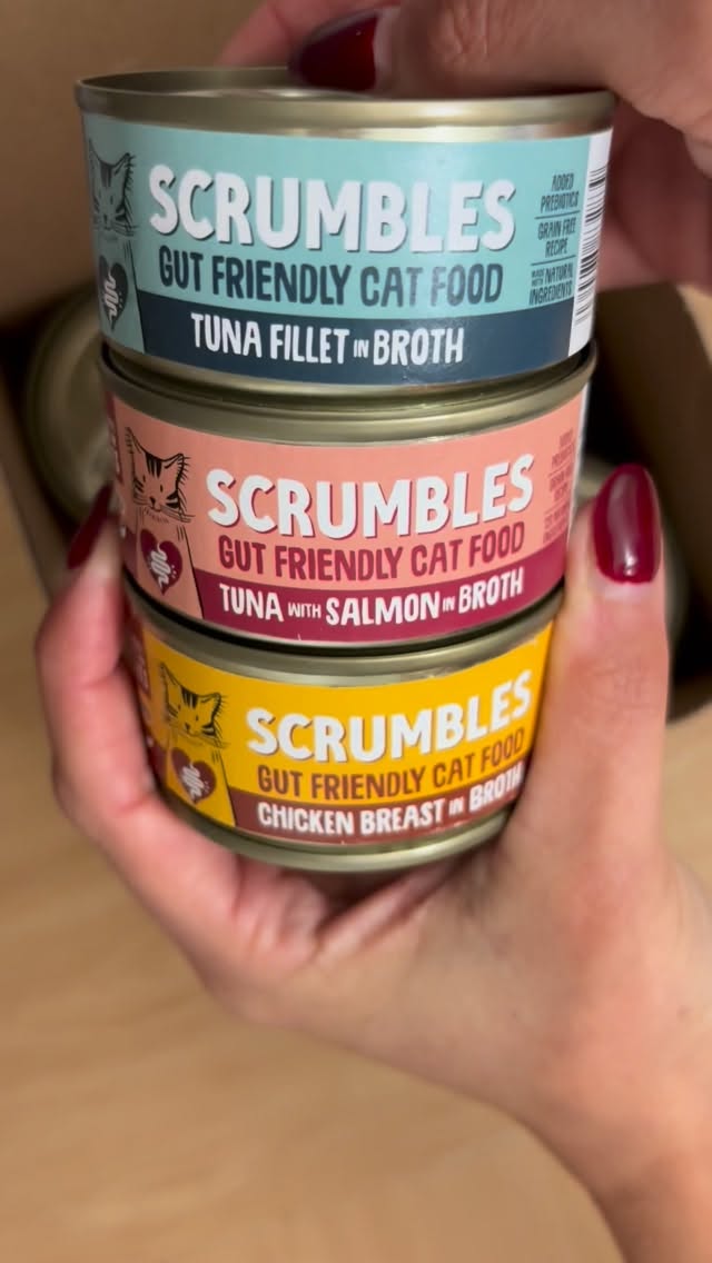Scrumbles ad: Give Them Gut Friendly Food As When Their Tummies Are Good They’re Good 😻 We are loving the meat selection in broth from Scrumbles Use nala