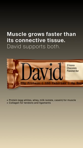 David Protein ad: 20g Protein. 150 Calories. 0g Sugar.